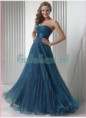 A-lijn Blauw Scoop hals Pleated Organza Bruidsmeisje jurken